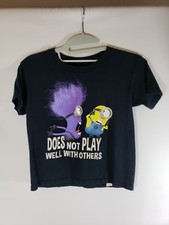 Boys Despicable Me Minion Black Short Sleeve Shirt Size Small 6/7