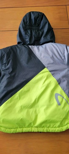 Kids CHAMPION Polyester TECH Jacket Hooded Gray Black Green Size XS 4-5 HOODED - Picture 5 of 13