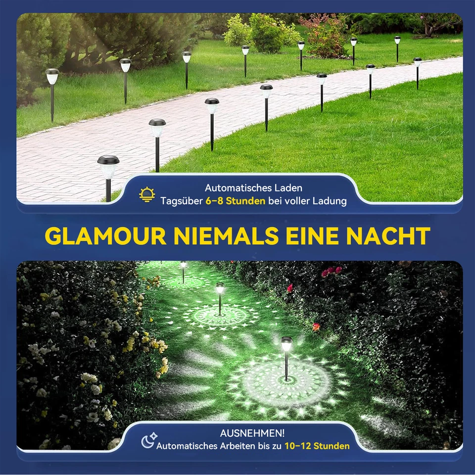 6-24 LED Solarleuchten für Außen Garten Solarlampe Pfadlichter Solar Wegeleuchte - Bild 4 von 4