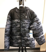 Spyder Men's Print Circuit Block Puffer Jacket Black-Size XL