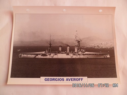 CARTE FICHE NAVIRES DE GUERRE GEORGIOS AVEROFF CROISEUR CUIRASSE 1910 - 第 1/1 張圖片