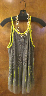 Willow & Clay Gray/Neon Yellow Beaded Sleeveless Tank Sz M NWOT + Bonus  Necklace | eBay