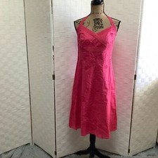 Ann Taylor pink floral halter eyelet dress size 0