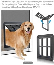 Pet Screen Door 11" X 13" Passing Dog Door Screen Door Magnetic Lockable Black