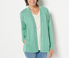 Isaac Mizrahi Live Exposed Linking Sweater Color Soft Spruce Size 2X A469934