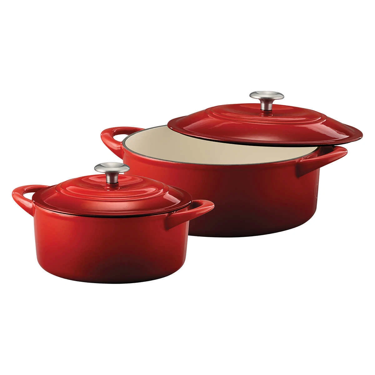 Tramontina, 2-Pk Enameled Cast Iron Dutch Oven w Lid | Red
Opens in a new window or tab