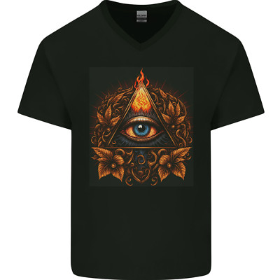 Illuminati Eye Secret Society Cult Fantasy Herren V-Neck Cotton Maglietta