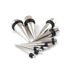 1pair 14G-00G 35mm Steel Straight Taper Expander Stretcher Ear Plug with O-Rings
