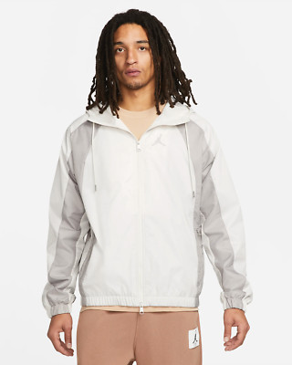 Nike Air Jordan Essential Mens Woven Hooded Zip Up Jacket Beige Sz XL DJ9828-104