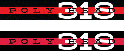 Set of 2 POLY HEAD 318 Valve Cover Decals for dodge chrysler plymouth mopar - Picture 1 of 3