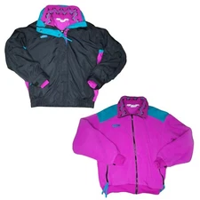 COLUMBIA BUGABOO VTG 90S  2 IN 1 FLEECE WINDBREAKER COAT LADIES MEDIUM