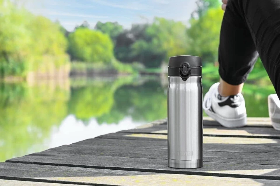 N'OVEEN TB802 BOTTIGLIA TERMICA 400ml THERMOS CALDO FREDDO ARGENTO DOPPIA PARETE - Immagine 4 di 4