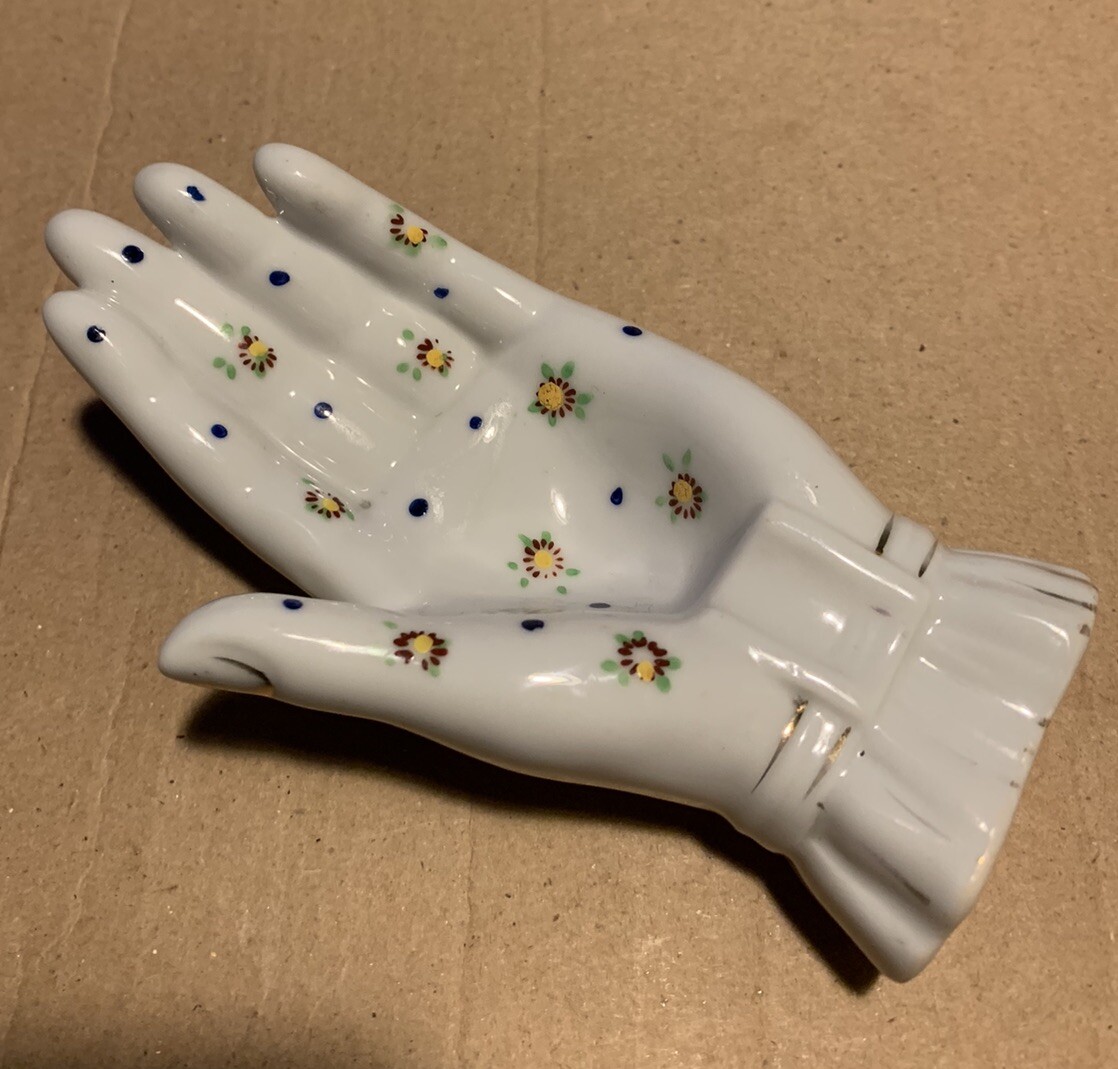 Ashtray Vtg 1950's Porcelain Hand Shaped Made in Japan Hand