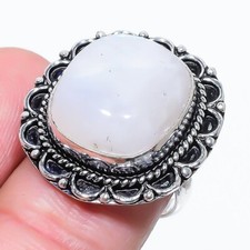 Natural Moonstone Gemstone 925 Sterling Silver Jewelry Ring Size 7 US 