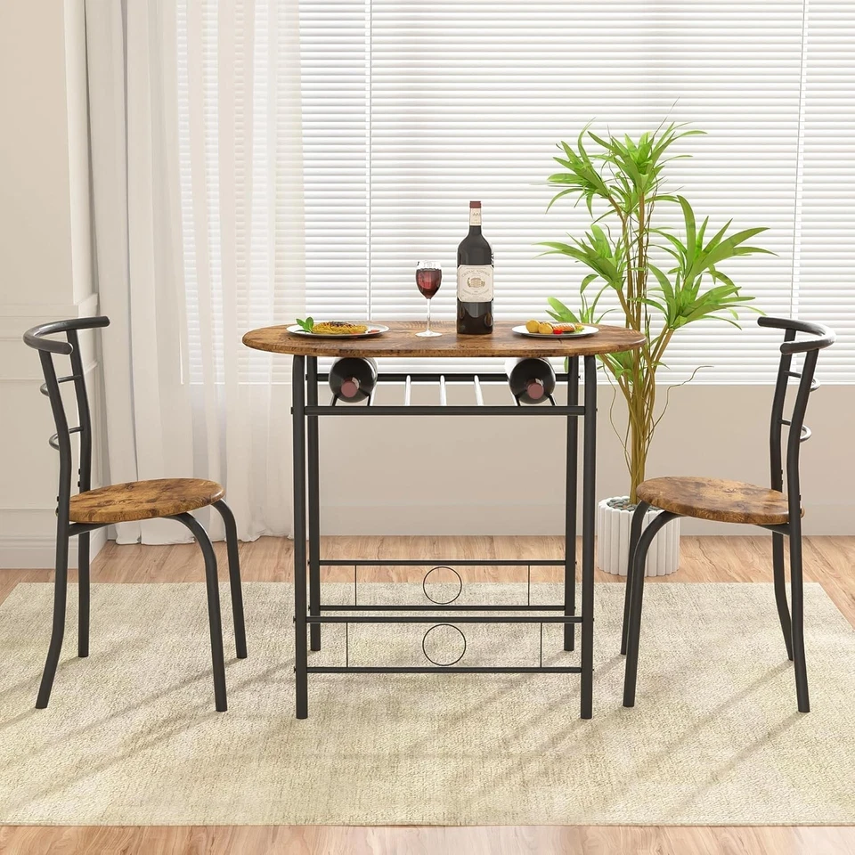 Compact Wood Grain Dining Table Set for Small Spaces - Easy Assembly, 31.5" - Image 4 of 4