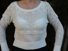 RCC Fashion Women's Pullower Top Blouse Crochet Cropped Exclusive of Trimmings 