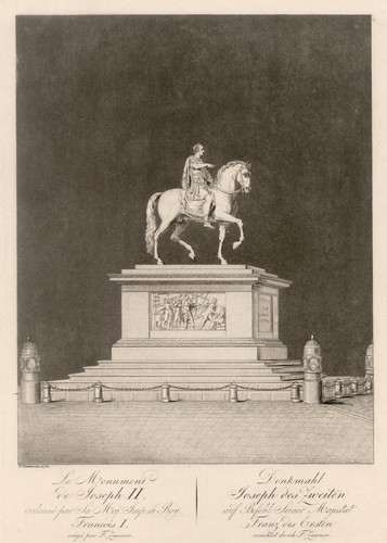 Wien Josefsplatz Statue Original Kupferstich Zauner 1808
