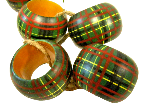HAND PAINTED WOODEN NAPKIN RING HOLDERS - LOT of 14 - INDIA MADE - Picture 4 of 5
