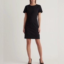 Quince 3D Wool Shift Dress Size 6 NWT BLACK  Short Sleeves Italian
