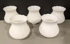 5 Vintage White Milk Glass Hobnail Hurricane Shade 4.5"x5" Tall with 1.5" Fitter