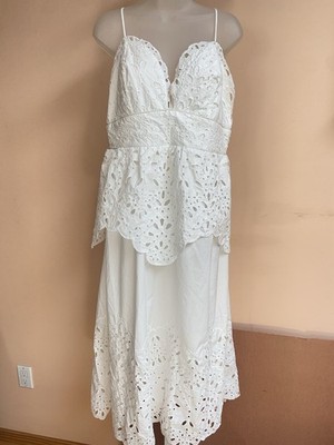 Farm Rio White Laise  Maxi Dress Large NWT