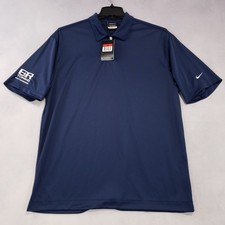 Nike Golf Polo Shirt Mens Size Large Blue Performance Dri-Fit Sleeve Logos NEW
