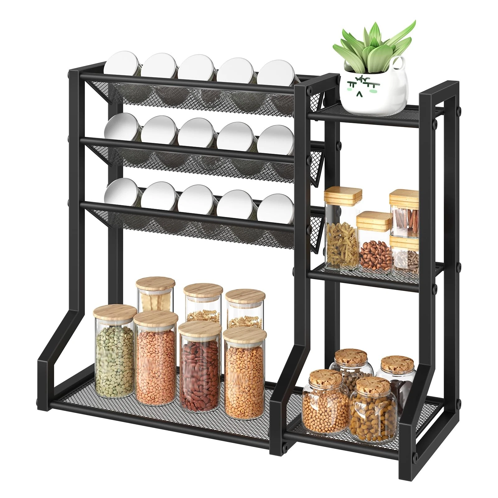 4-Tier Spice Rack, Seasoning Organizer, Stackable Spice Rack Organizer, Spice...