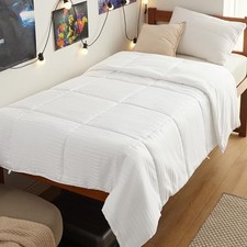Duvet Insert Twin Size - Lightweight Comforter, Quilted Twin 68"x88" White