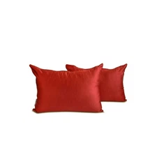 Rust Satin Lumbar Pillow Covers, 12"x16" (Pack of 2) Satin-Rust Slub Satin