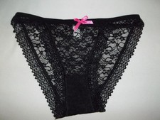 Girls 10-12 high-leg cut lace string bikini panties black nwot tween 80s retro