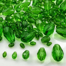 340Pcs Faceted Teardrop Glass Beads for DIY Jewelry Crafts Grass Green 