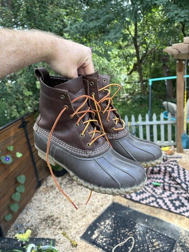 L.L. Bean Men's Duck Boots Brown Leather, USA Size 9.5