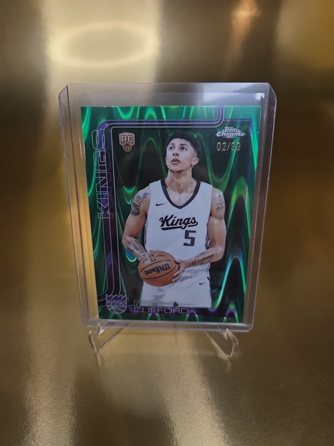 Nique Clifford RC 67 /99 GREEN WAVE 2025-26 Topps Chrome Basketball #274 Kings