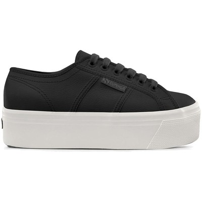 Superga 2790 Tumbled Leather Sneaker Black