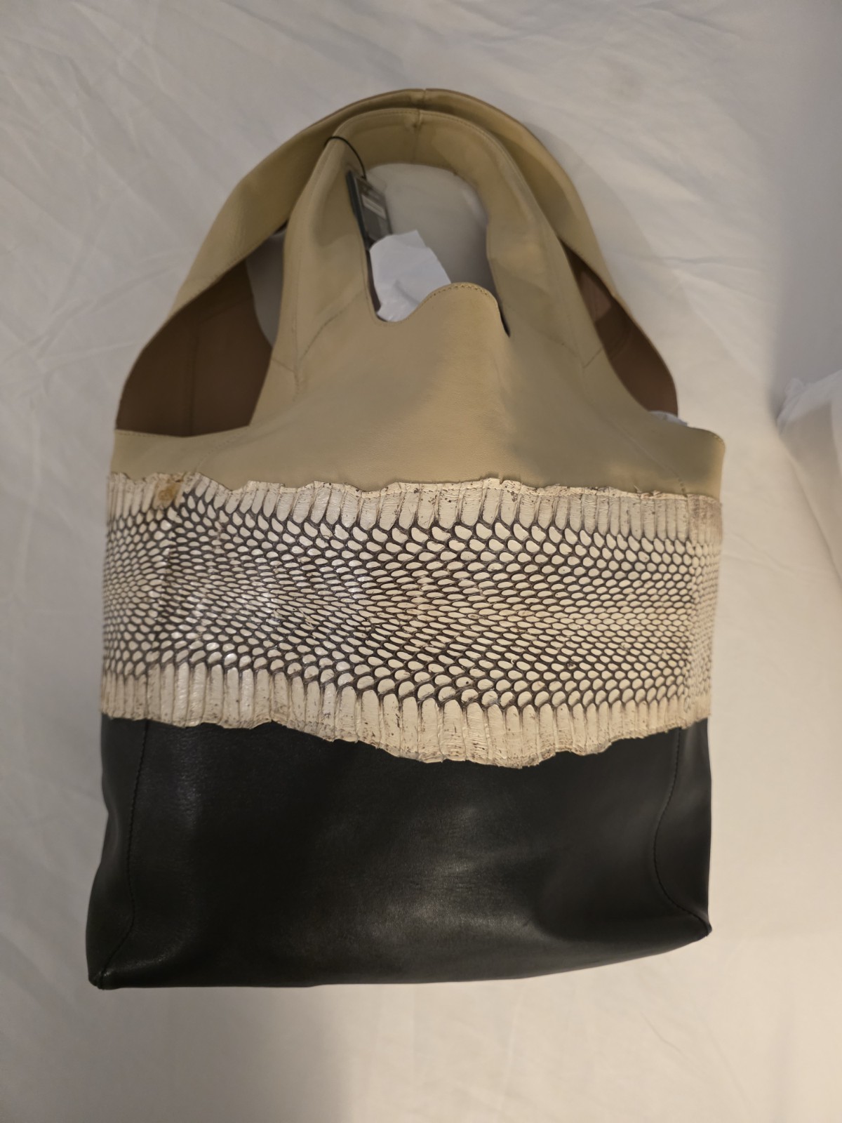 Celine Soft Leather Python Snakeskin Hobo Tote Ba… - image 1