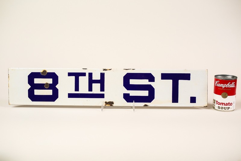 ORIGINAL PORCELAIN ENAMEL STREET SIGN - 8TH STREET