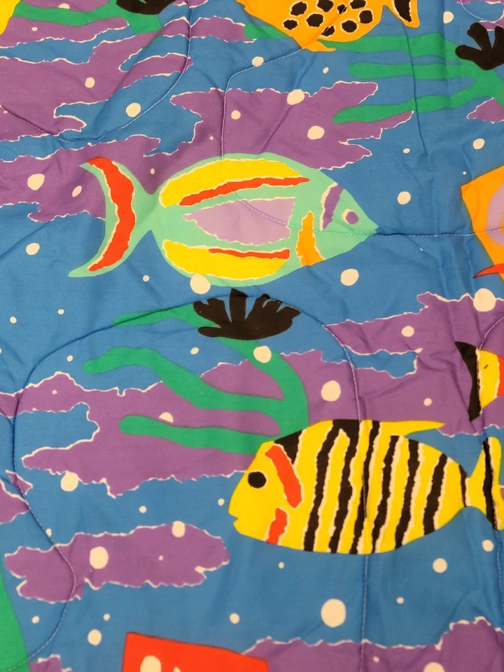 VTG 80s Springs Reef Cheryl Johnson Full Sheet Set Comforter Sea Fish Fitted 👁 - Image 3 of 4