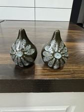 Vintage Lotus Pottery salt & Pepper Pots Green Preloved