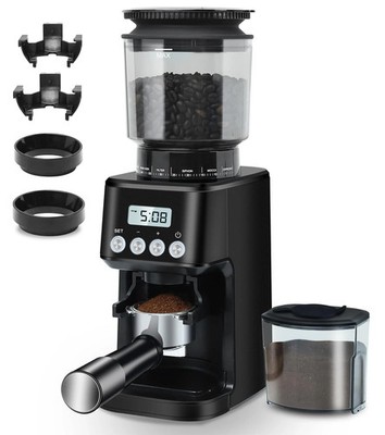 Homtone Kaffeemühle mit konischem Grat elektrisch für Siebträger und Behälter, 51