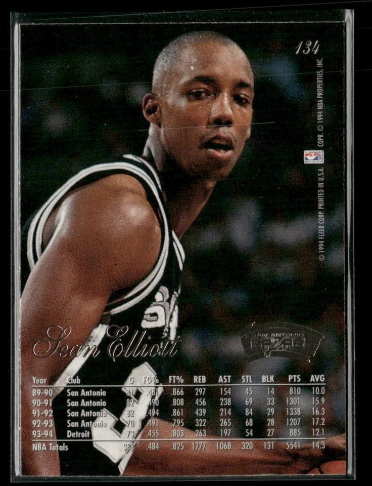 1994-95 Flair #134 Sean Elliott - Image 2 of 2