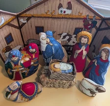 Christmas Nativity Scene Set 10 Piece Set Manger Soft Plush