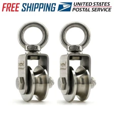 2PCS M10 U Groove Swivel Pulley 304 Stainless Steel Cable Roller Rope Pulley