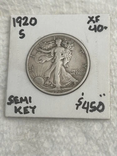 Semi-KEY XF+ 1920-S Walking Liberty Half Dollar. Never cleaned. Perfect rims.