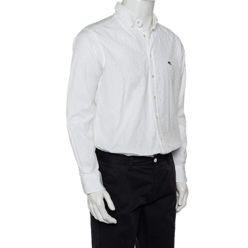 Camisa Etro branca estampa paisley algodão botão frontal G - Imagem 2 de 4
