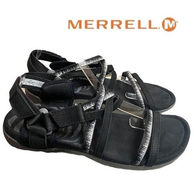 MERRELL Women's Terran 3 Cush Black Lattice Sandals 10