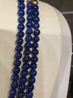 Vtg 14kt Solid Gold 54.685g Blue Lapis & Pearl 3 Strand 18.5” Necklace 15mm Bead — photo 9