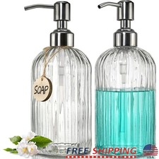Elegant Glass Soap Dispenser Set Stylish Bathroom Kitchen Accessories Thick Pump