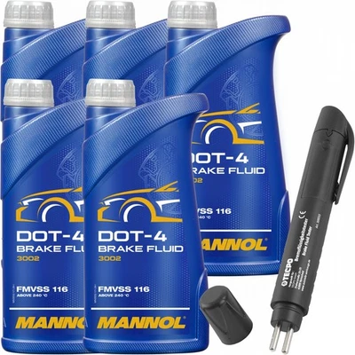 TECPO + MANNOL 5L MANNOL BREMSFLÜSSIGKEIT DOT-4 BRAKE FLUID + TECPO BREMSFLÜSSIGKEITSTESTER