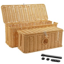 2 Pcs Handmade Cable Management Boxes Rattan Cable Organizer Large Medium C...