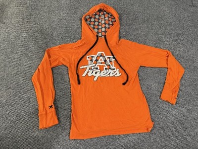 Auburn Tigers hoodie Womens Large Orange NCAA Football Pressbox Hooded Tee